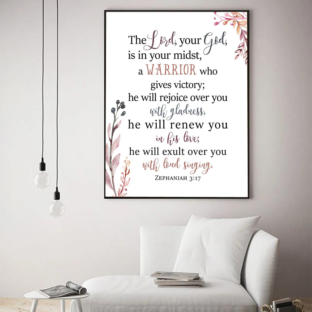 Zephaniah 3:17 Scripture Wall Art He Who Dwells In The Shelter Bible Verse Canvas Painting Poster For Your Christian Home Decor