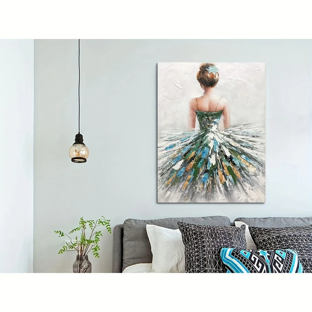 Beautiful Ballerina Girl Canvas Paintings, Abstract Figure Canvas Wall Art for Your Home