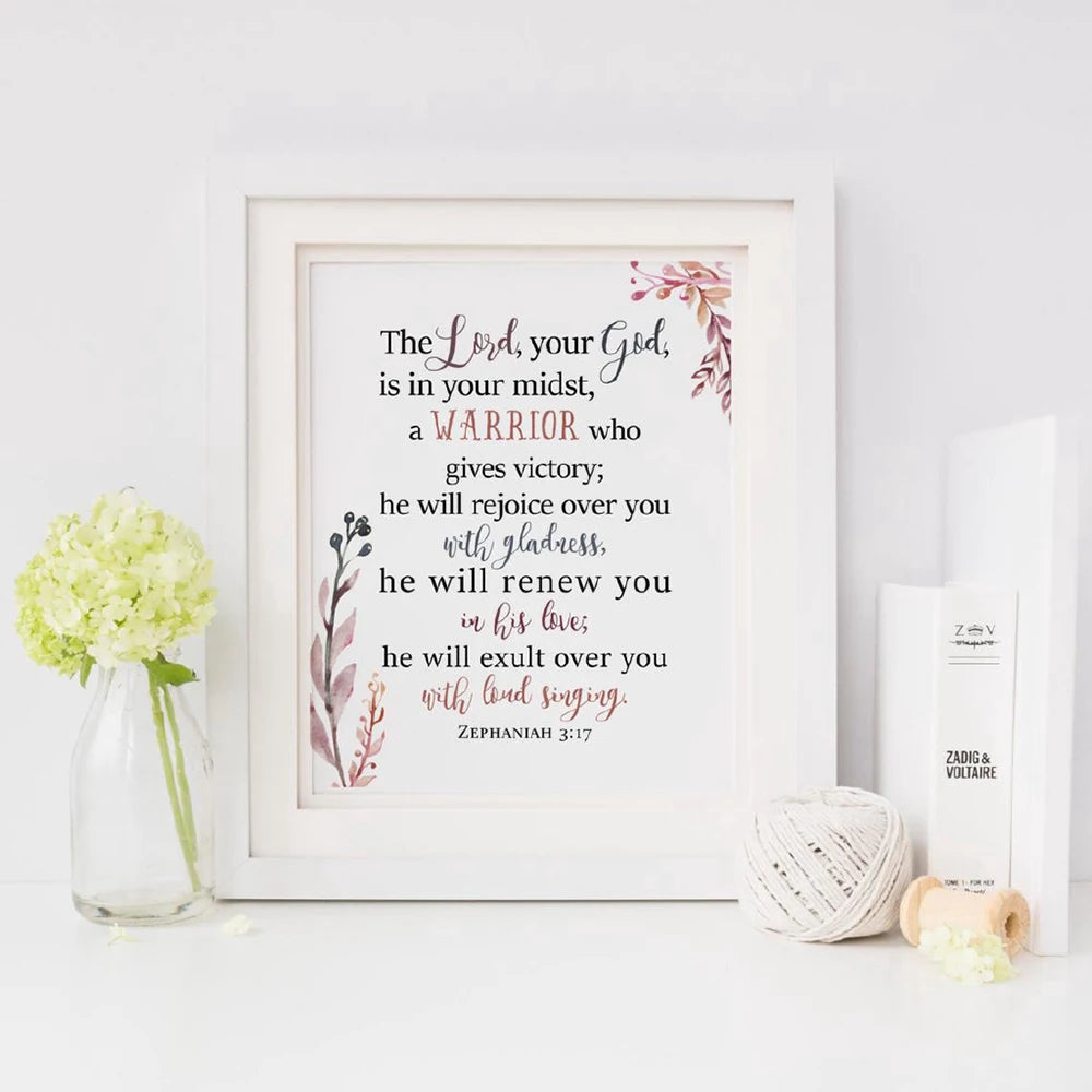 Zephaniah 3:17 Scripture Wall Art He Who Dwells In The Shelter Bible Verse Canvas Painting Poster For Your Christian Home Decor