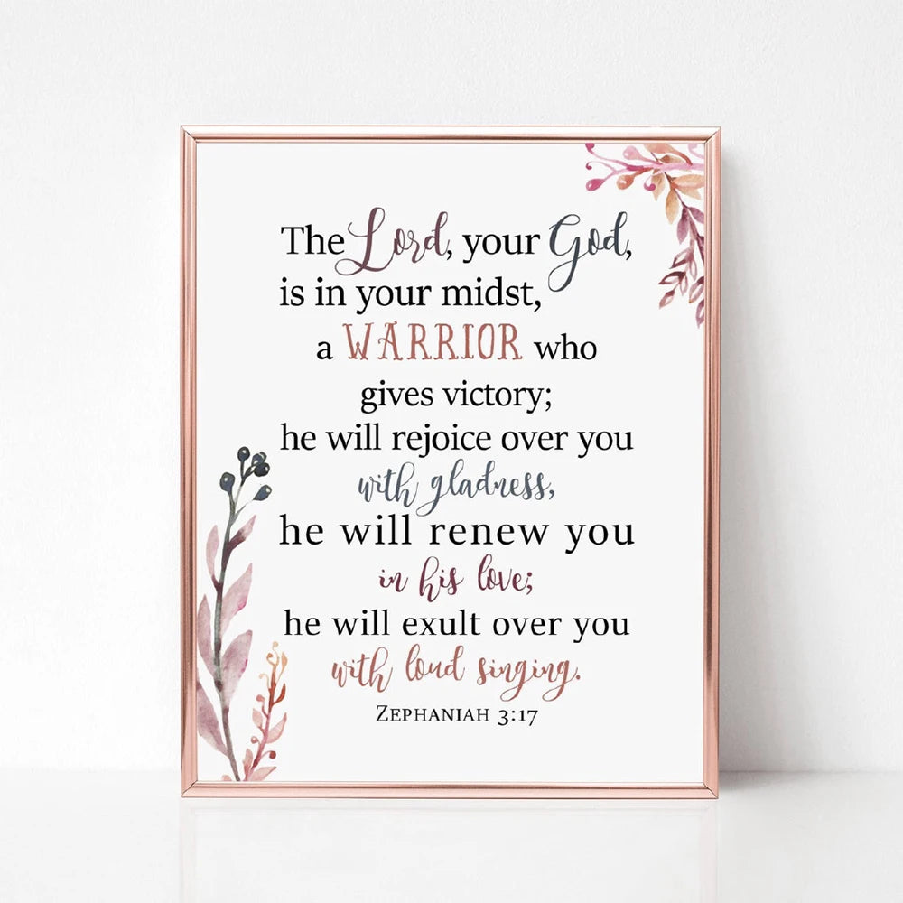 Zephaniah 3:17 Scripture Wall Art He Who Dwells In The Shelter Bible Verse Canvas Painting Poster For Your Christian Home Decor