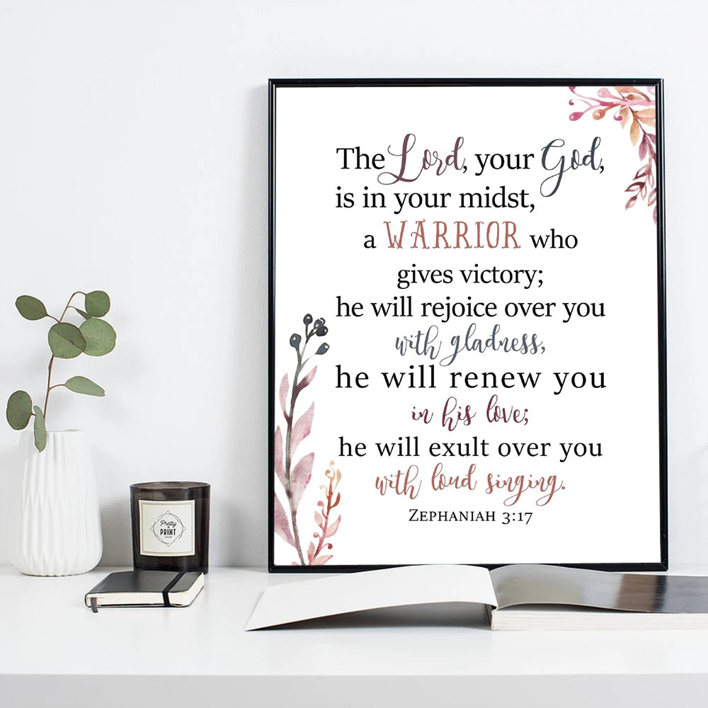 Zephaniah 3:17 Scripture Wall Art He Who Dwells In The Shelter Bible Verse Canvas Painting Poster For Your Christian Home Decor