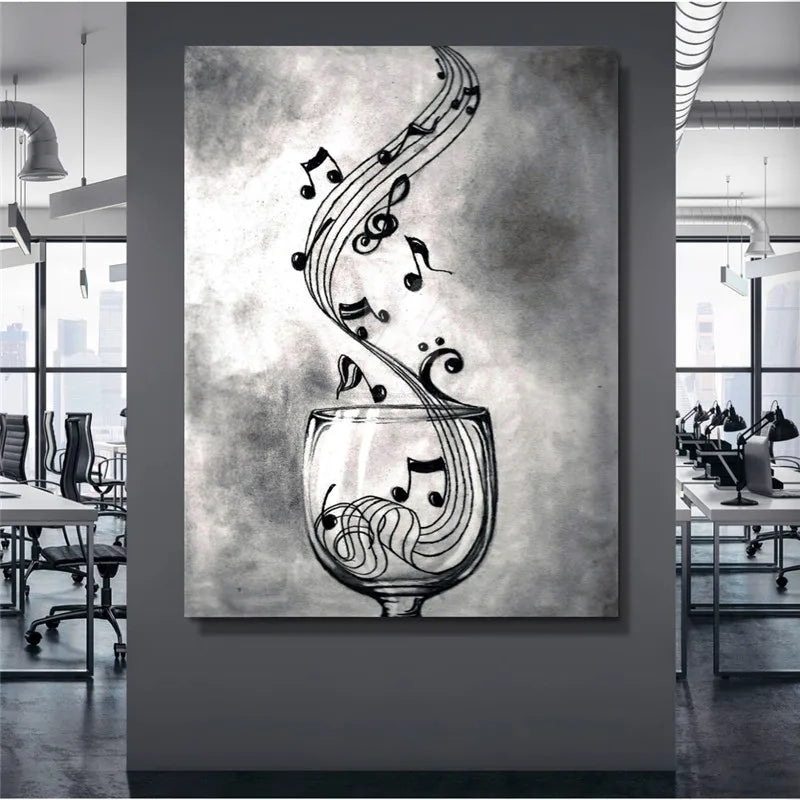 Abstract Painting Printed on Canvas  of HD Music Wine Glass Wall Art For Your Home Artwork