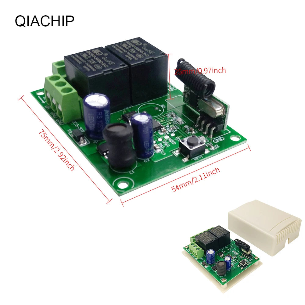 QIACHIP DC 5V-60V 2CH Switch With Remote Control Relay Module Universal 24V 2 Delay 433MHz Remote Control Switch Relay Receiver