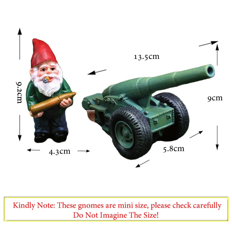 2pcs/Set Mini Funny Cute Dwarfs And Cannon Resin Gnome Statue DIY Bonsai Decoration For Home Office Desk Sculpture Dropshipping