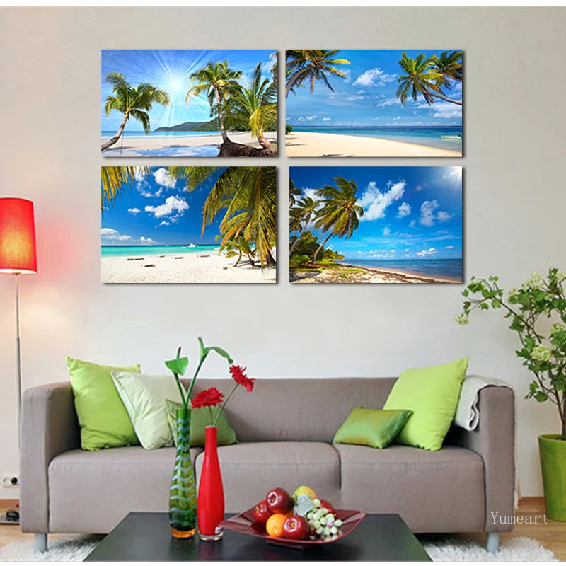 Tropical Beach Seaside Landscape Hawaii Beach Poster and Prints Canvas Art Home Decoration Picture Living Room Decor Artwork