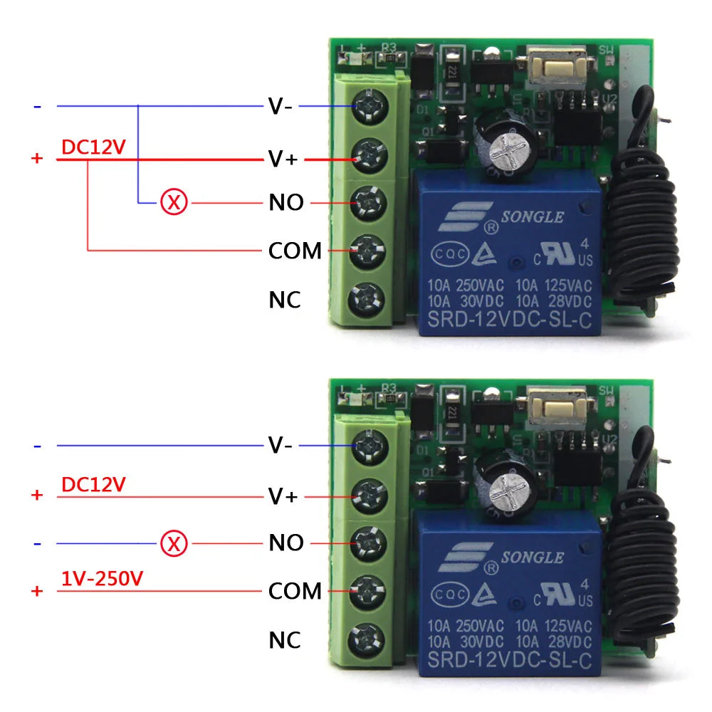 433Mhz Universal Wireless Remote Control Switch DC 12V 1 CH Channel Relay Receiver Module RF Transmitter 433Mhz Remote Controls