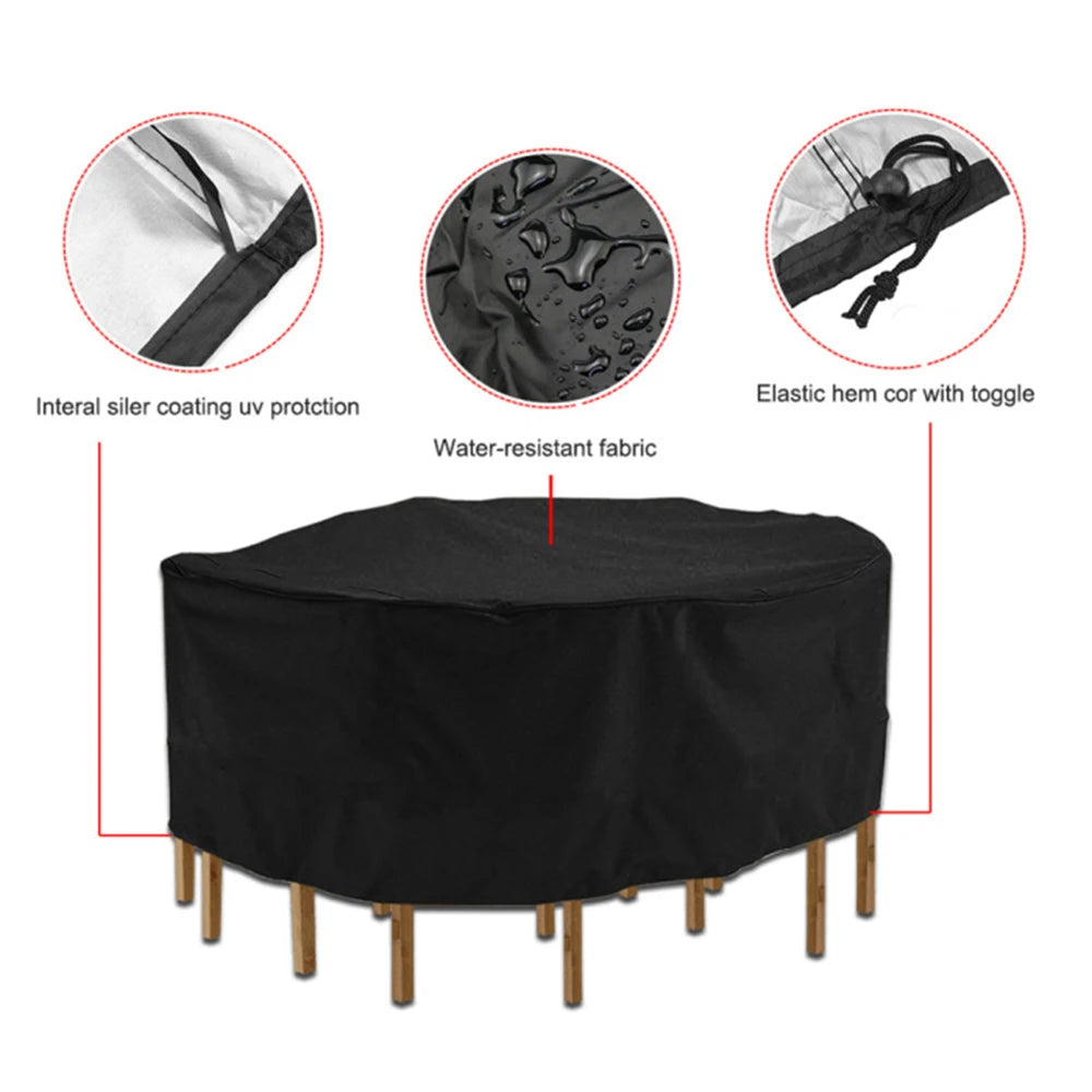 15 Sizes Outdoor Garden Furniture Cover Round Table Chair Set Waterproof Oxford Wicker Sofa Protect Patio Rain Snow Dust Covers