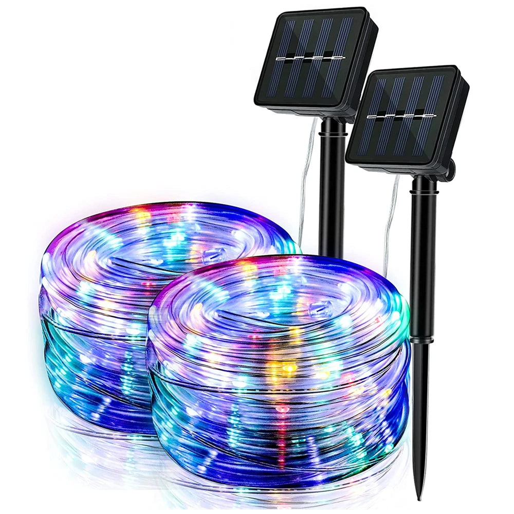 Solar Lights Outdoor 32M Garden String Lights Waterproof With Pvc Tube Decoration Copper Wire Lights For Patio Yard Christmas