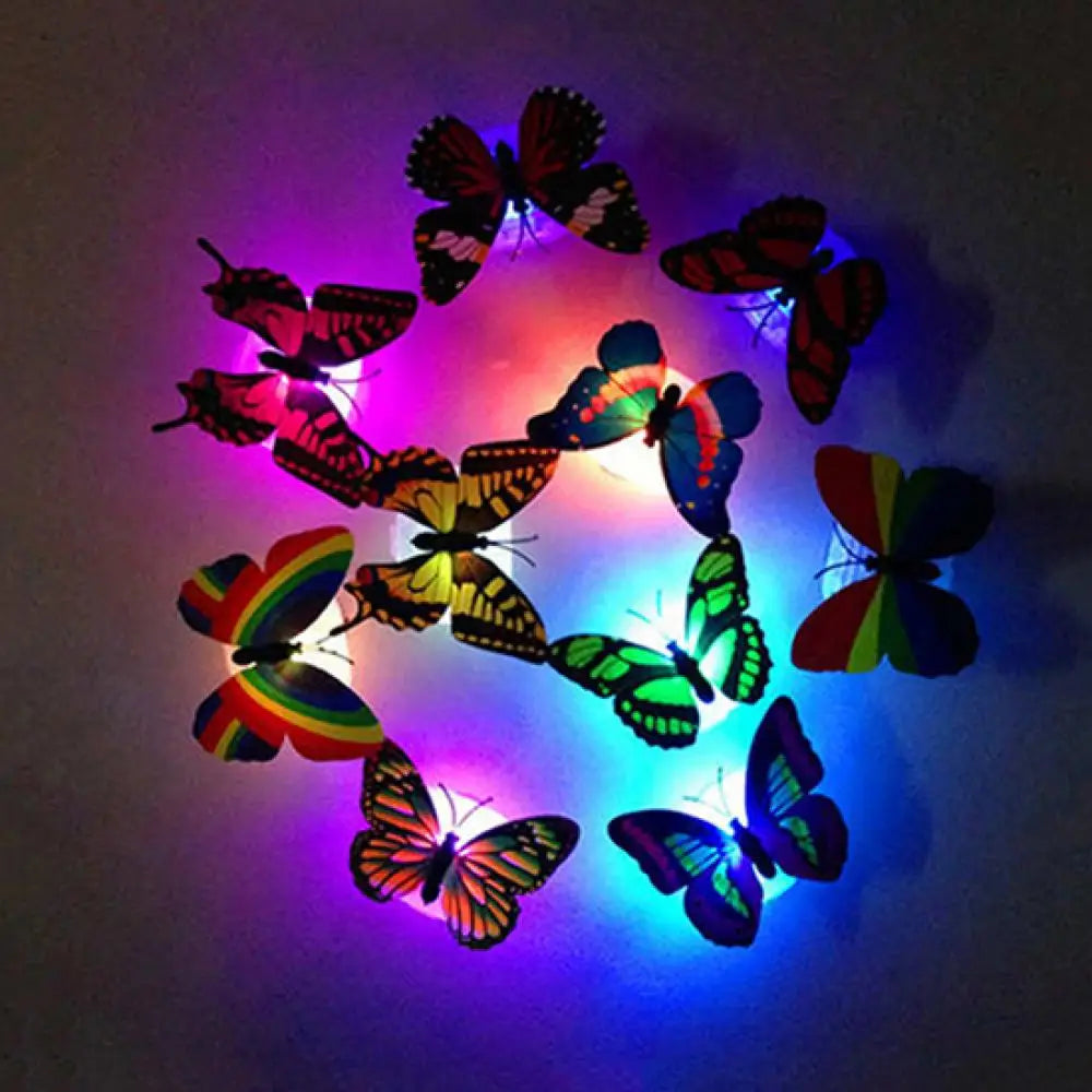 Luminous Butterfly Wall Sticker Wedding Decorative Bedroom Stick-on Night Light Cartoon Lamp Stickers Children Gifts Toys