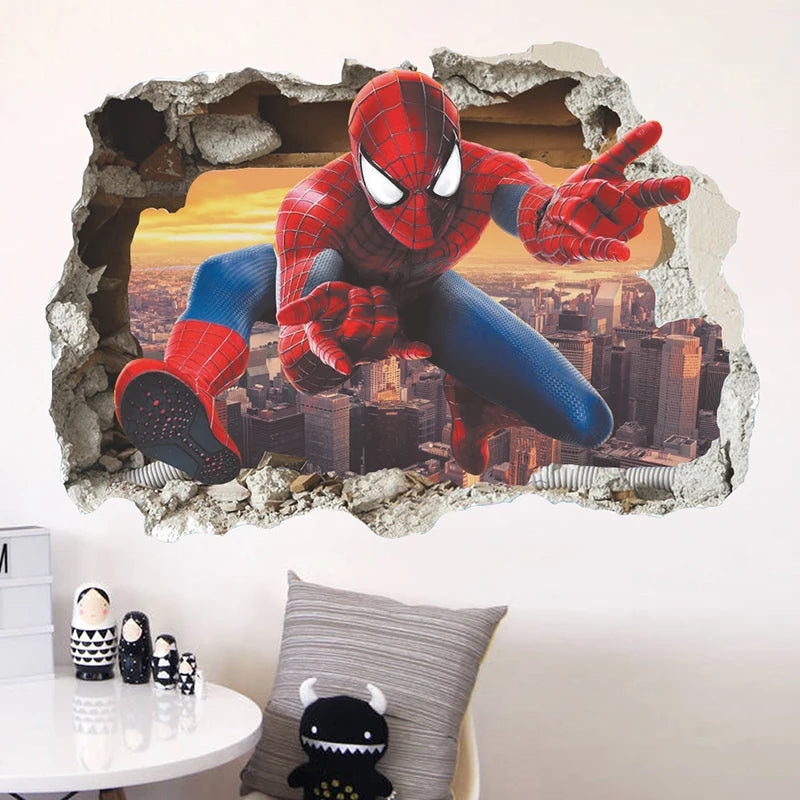 Spiderman Super Heroes Wall Stickers For Kids Room Decoration Home Bedroom PVC Decor Cartoon Movie Mural Wall Art Decals