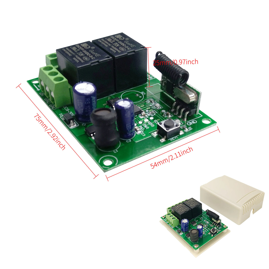 433.92Mhz DC 6V 12V 24V 48V 60V Universal Wireless Remote Control Switch 2 CH RF Relay Receiver Module DC5-30V For Smart Home