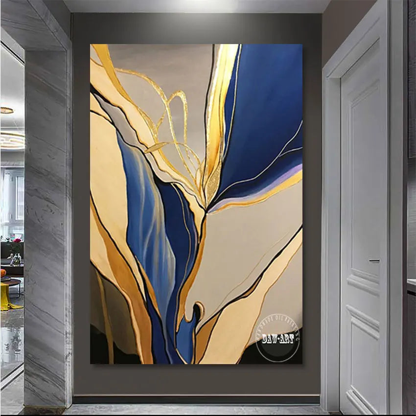 Abstract 2PCS Picture Art Canvas Wall Poster Modern Hotel Hall Decor New Design Texture Gold Foil Painting Unframed Artwork