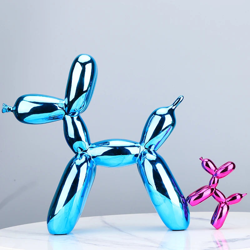 Electroplated Resin Dog Crafts Nordic Balloon Dog Ornament Puppy Sculpture Home Decor Living Room desktop Modern Animal Statue