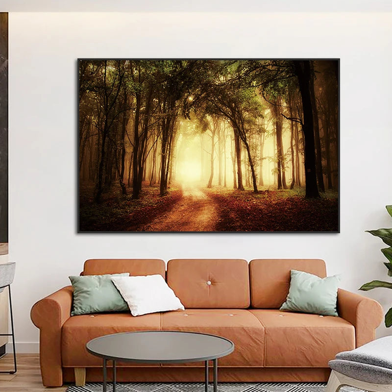 Sunshine Forest Aesthetic Wall Art Canvas Paintings Prints Modern Artwork Living Room Hanging Poster Pictures Home Decor