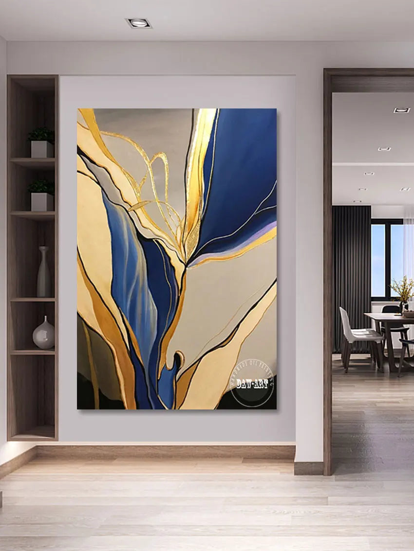 Abstract 2PCS Picture Art Canvas Wall Poster Modern Hotel Hall Decor New Design Texture Gold Foil Painting Unframed Artwork