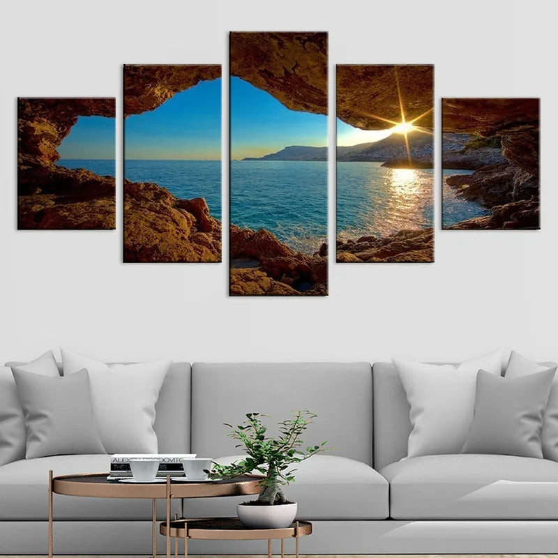 5pcs Landscape Canvas Wall Art Printed Picture Home Décor  Sunset