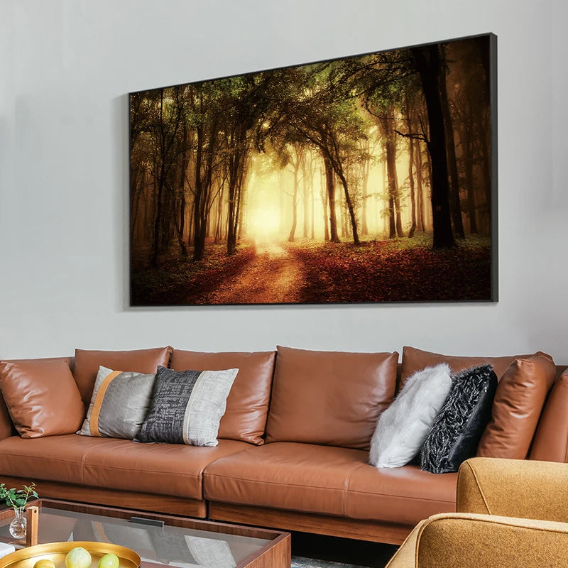 Sunshine Forest Aesthetic Wall Art Canvas Paintings Prints Modern Artwork Living Room Hanging Poster Pictures Home Decor