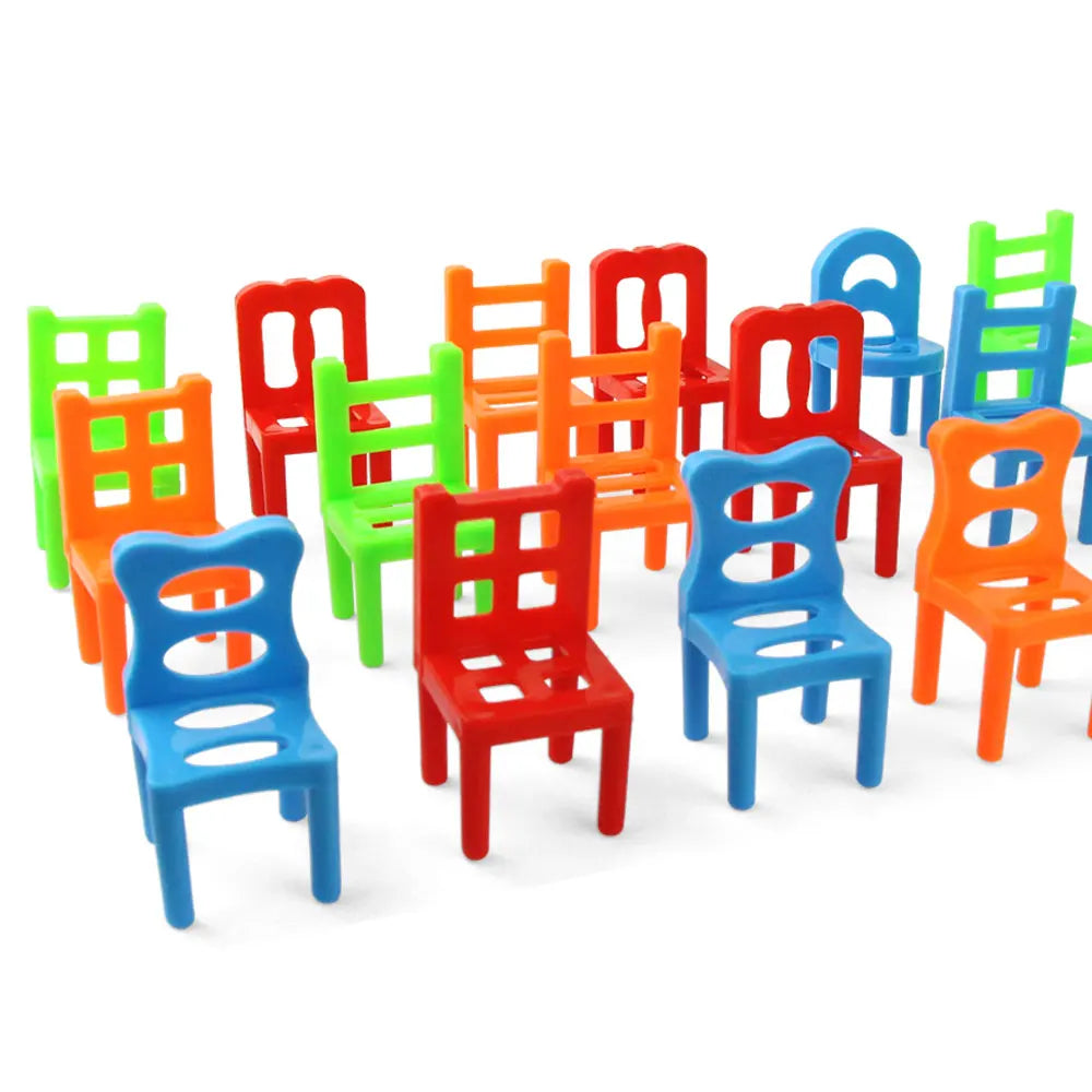 18Pcs/Set Mini Balance Chairs Game Stacking Blocks Assembly Family Game Balancing Training Interactive Educational Toy for Kids