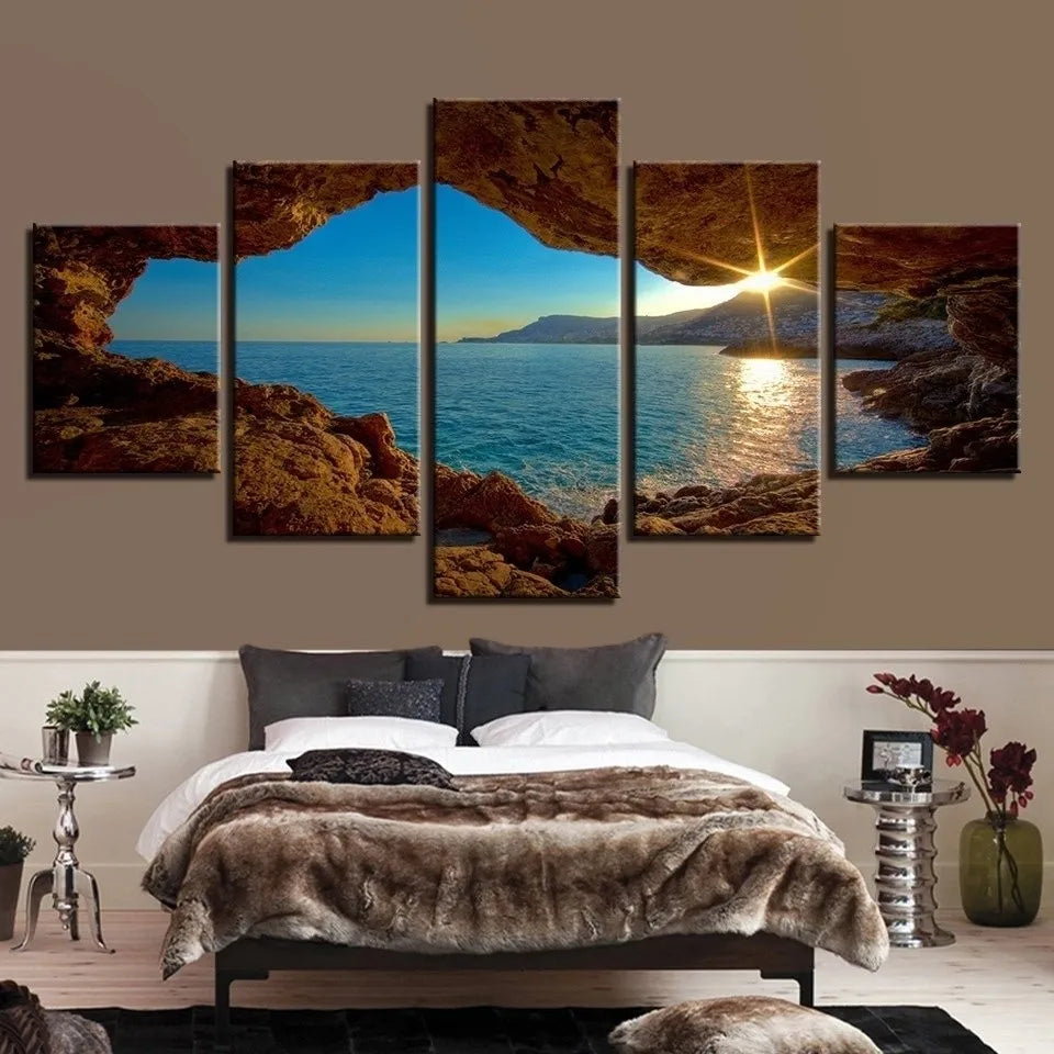 5pcs Landscape Canvas Wall Art Printed Picture Home Décor  Sunset