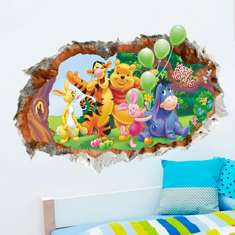 Pooh Tigger Animal Cartoon Vinyl Wall stickers kids rooms Home decor DIY Child Wallpaper Art Decals 3D Design House Decoration