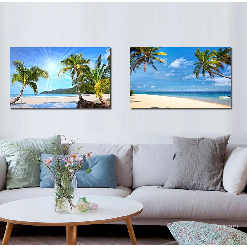 Tropical Beach Seaside Landscape Hawaii Beach Poster and Prints Canvas Art Home Decoration Picture Living Room Decor Artwork