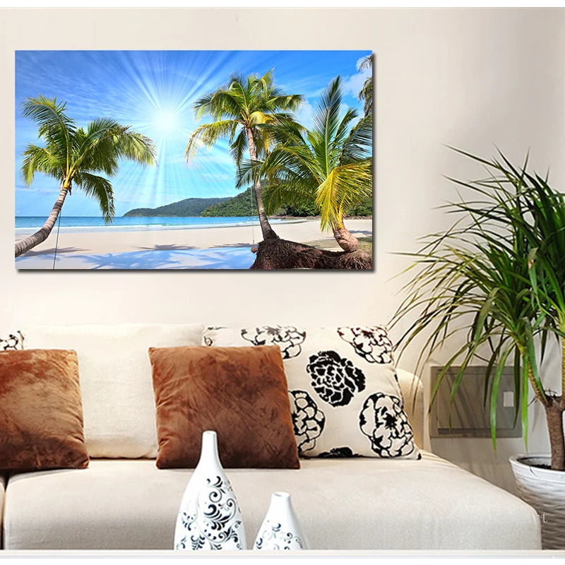 Tropical Beach Seaside Landscape Hawaii Beach Poster and Prints Canvas Art Home Decoration Picture Living Room Decor Artwork