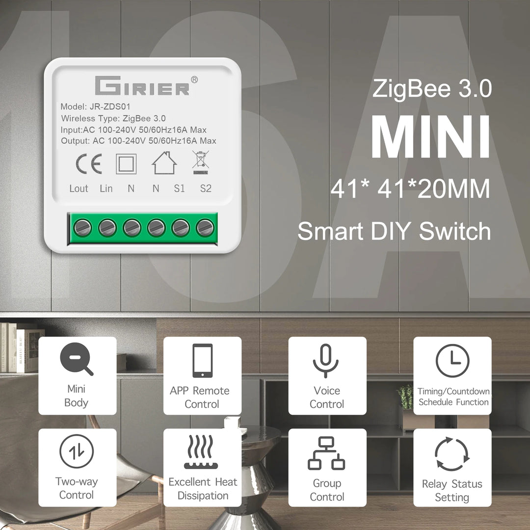 Tuya ZigBee 3.0 Smart Light Switch Module, Smart Home Automation DIY Breaker Supports 2 Way Control, Work with Alexa Google Home