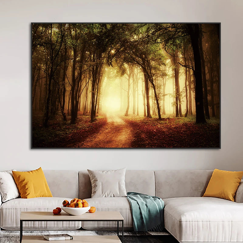 Sunshine Forest Aesthetic Wall Art Canvas Paintings Prints Modern Artwork Living Room Hanging Poster Pictures Home Decor