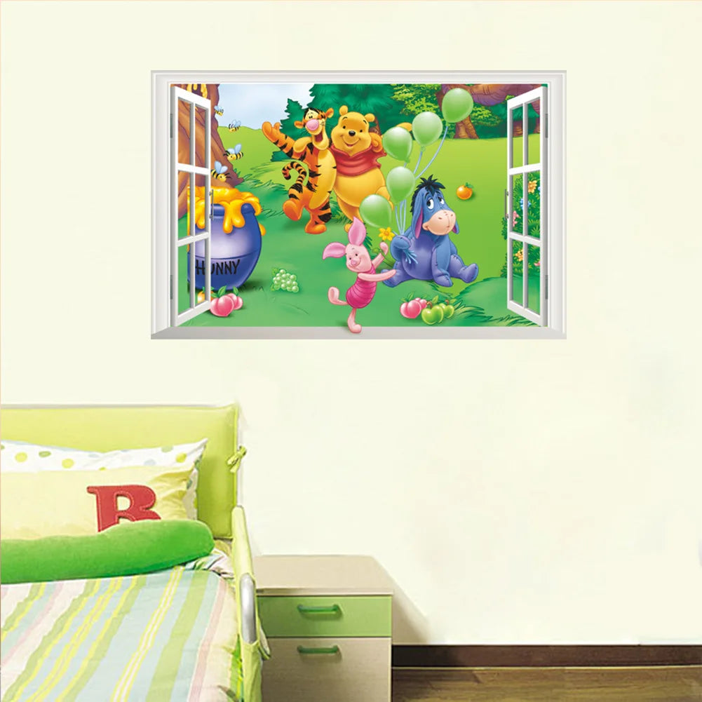 Pooh Tigger Animal Cartoon Vinyl Wall stickers kids rooms Home decor DIY Child Wallpaper Art Decals 3D Design House Decoration