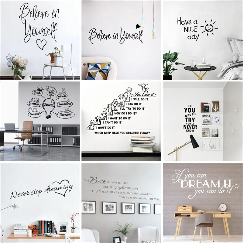 Motivational Large Office Quotes Phrase Vinyl Wall Sticker Decals For Living Room Bedroom Classroom Office Wallpaper Decoration