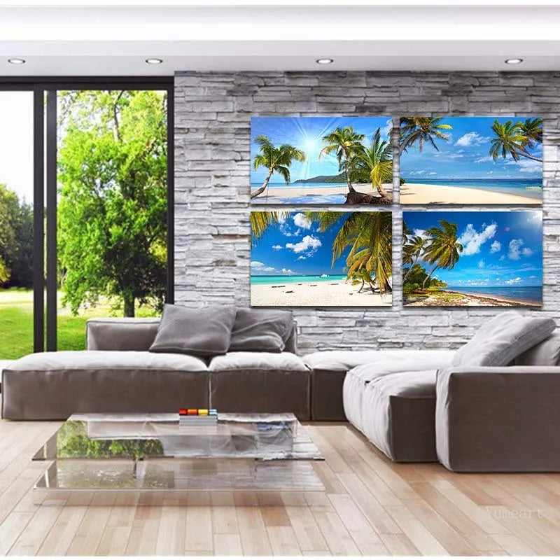 Tropical Beach Seaside Landscape Hawaii Beach Poster and Prints Canvas Art Home Decoration Picture Living Room Decor Artwork