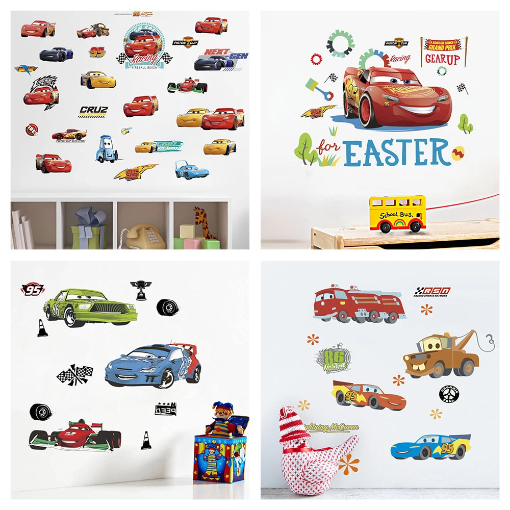 Cartoon Mcqueen Cars Wall Stickers For Kids Room, Home Decoration 3d Window Mural Art Boys Decals