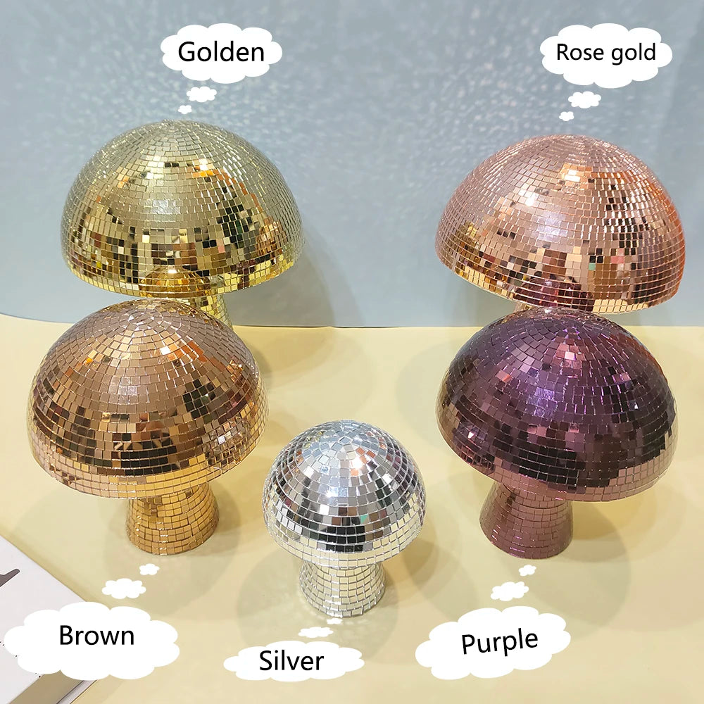 Retro Reflective Mushroom Shape Disco Mirror Ball DJ Light Modern Home Decor for Prom House Party Room Sculptures and Figurines