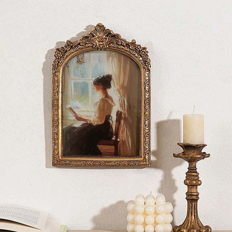 European Vintage Photo Frame Relief Picture Arch Wedding Photo Frames  For Home Decor Living Room Desk Decoration Luxury Carving