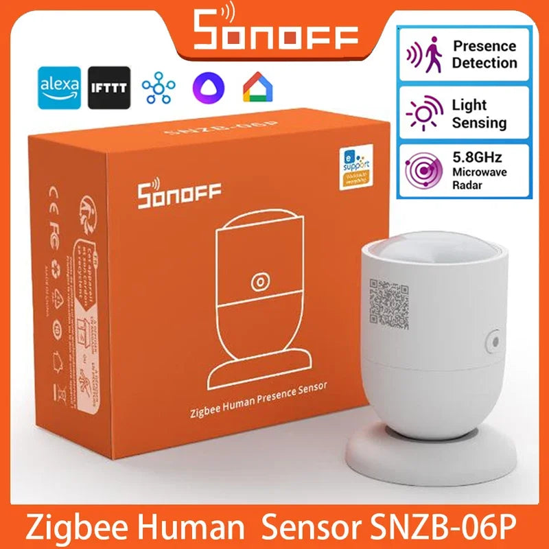 SONOFF Zigbee Human Presence Sensor SNZB-06P Presence Detection Light Sensing Smart Home Automation For Google Alexa Alice