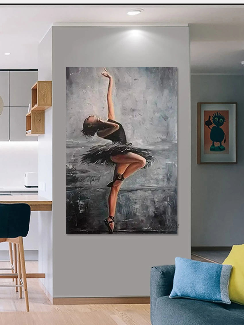 Ballet Dancer Abstract Art Acrylic Canvas Artwork Wall Décor, Not Framed