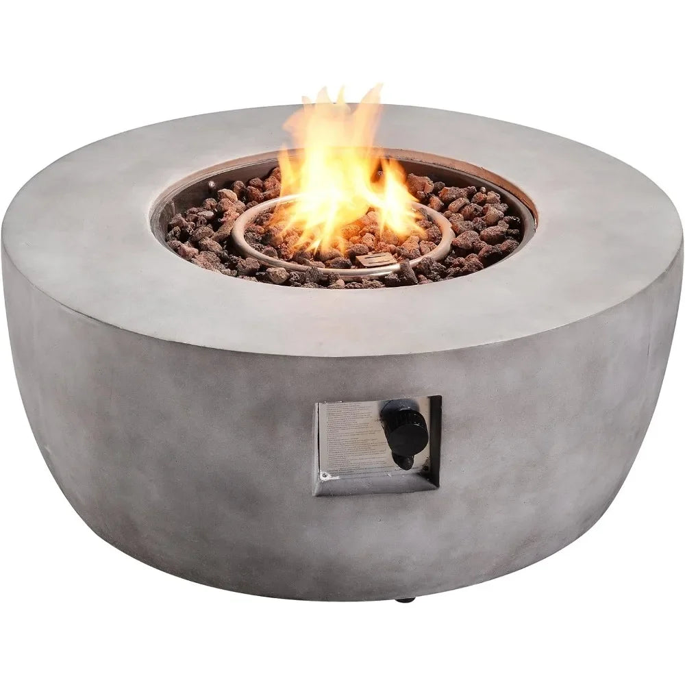 36 in. Outdoor Round Propane Gas Smokeless Fire Pit with Sturdy Faux Concrete Base, Quick Ignition and Gas Regulato