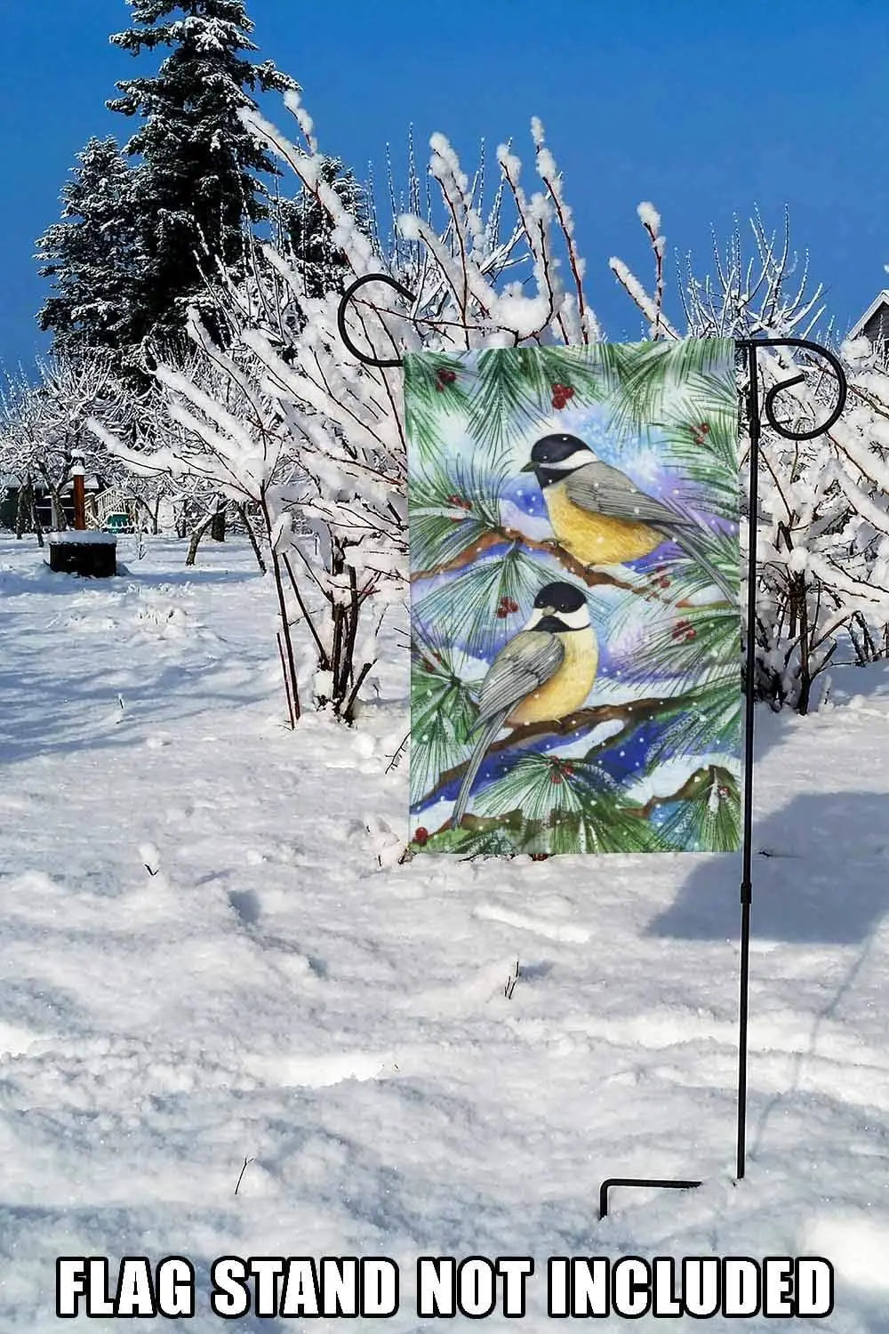 Toland Home Garden 119404 Snowy Birds Winter Flag 12x18 Inch Double Sided Winter Garden Flag for Outdoor House Flag Yard Decorat