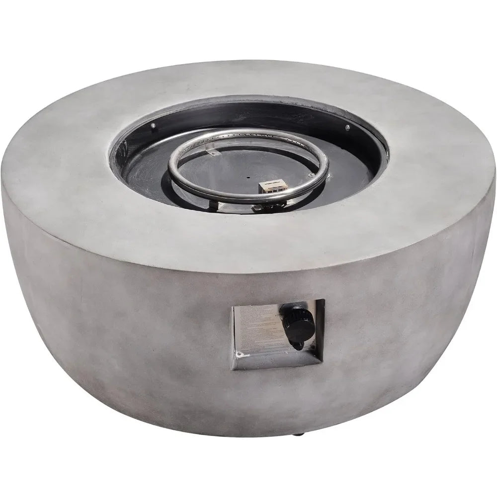 36 in. Outdoor Round Propane Gas Smokeless Fire Pit with Sturdy Faux Concrete Base, Quick Ignition and Gas Regulato