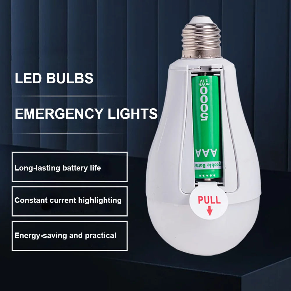 LED Bulb Light Smart Charging Chip Power Failure Emergency Home 18650 Battery Flicker-Free with Hook Detachable Emergency Bulb