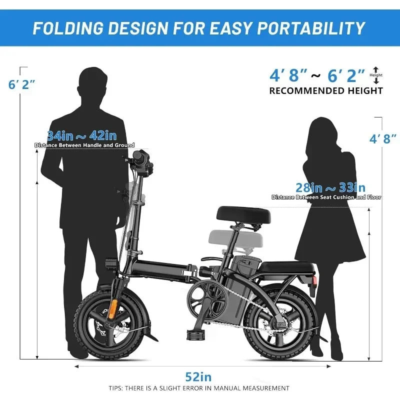 Folding Ebike,Electric Bicycle with Removable Battery, 20MPH Commuting Electric Bike, High Brushless Gear Motor