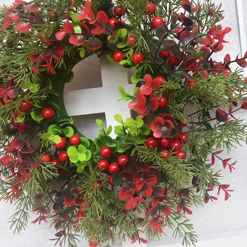 Christmas Wreath Artificial Red Berries Decoration Interior Wall Decoration