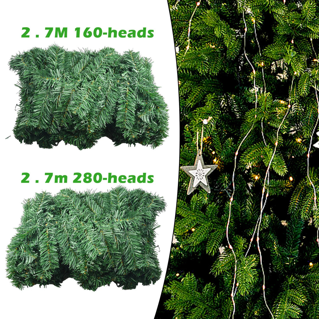 S2.7M Artificial Green` Christmas Garland `PVC Christmas Rattan Wreath `Christmas Pine Tree Rattan `Party Home Decoraion