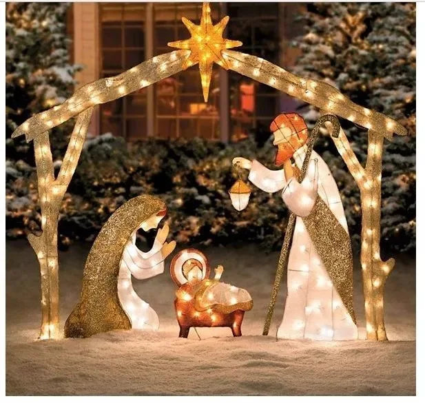 Christmas Nativity Scene Decorations Lighted Outdoor Scene, Holy Family Yard Decoration