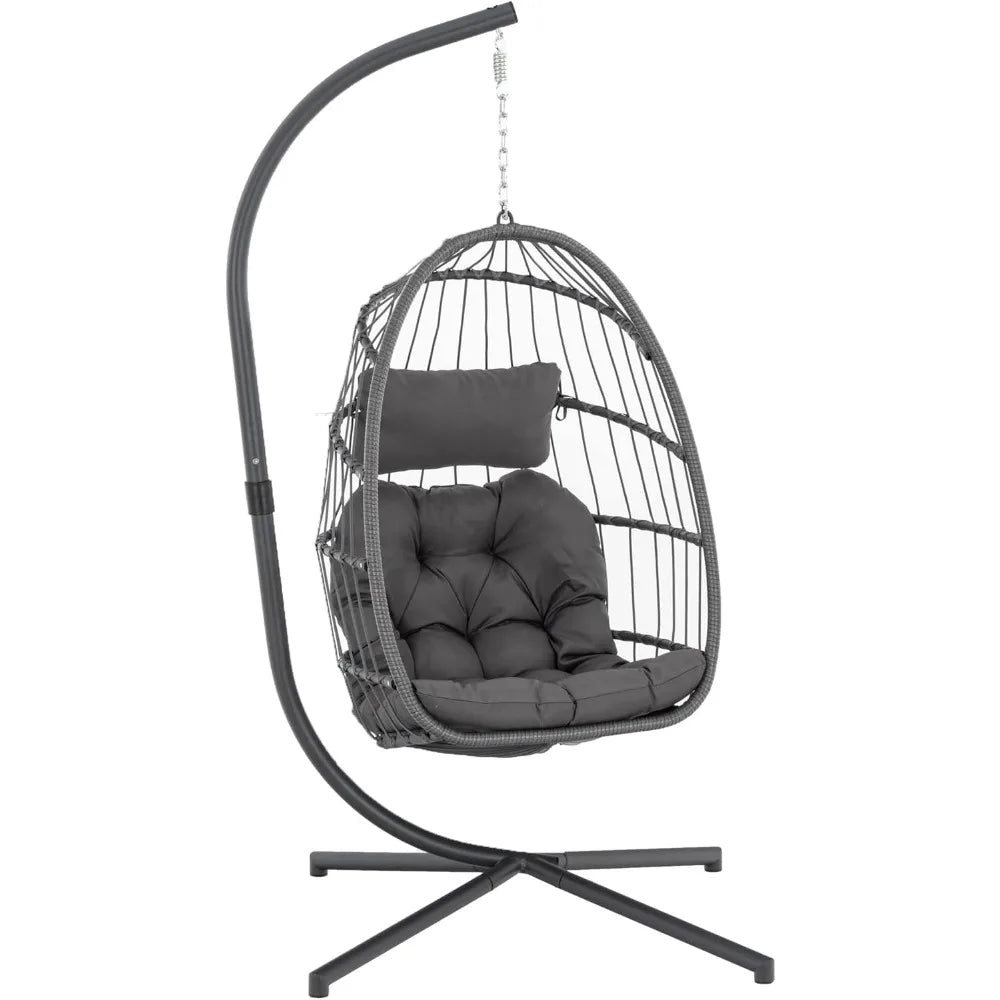 Indoor Outdoor Egg Hanging Chair with Stand, Patio Wicker Swing Egg indoor Swinging  Outdoor Hammock Egg Chair