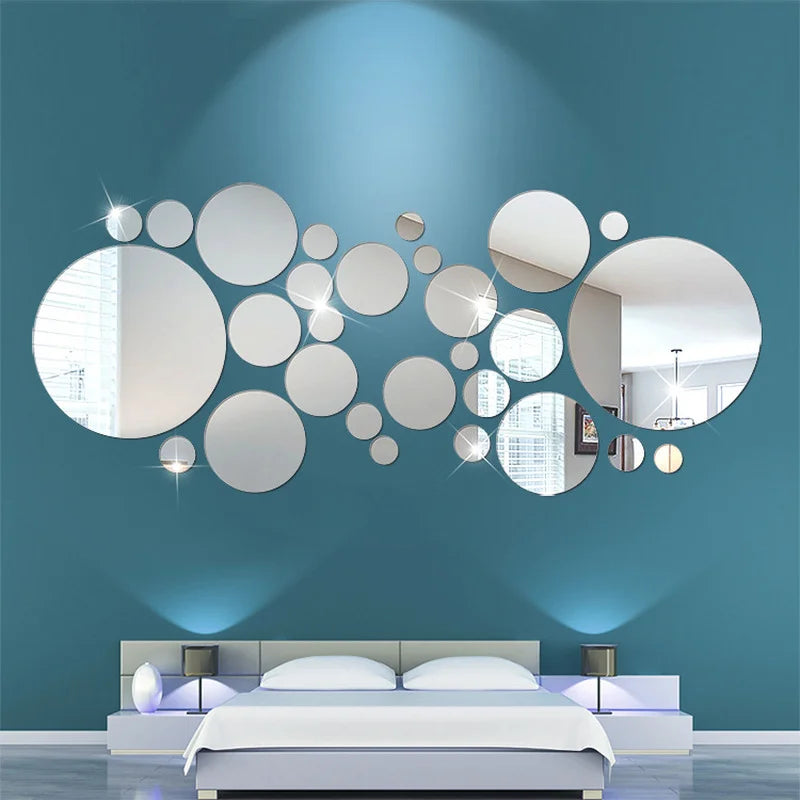 32pcs 3D Home Décor Modern Acrylic Mirror Wall Stick-on, For Your Favorite Wall  Decoration