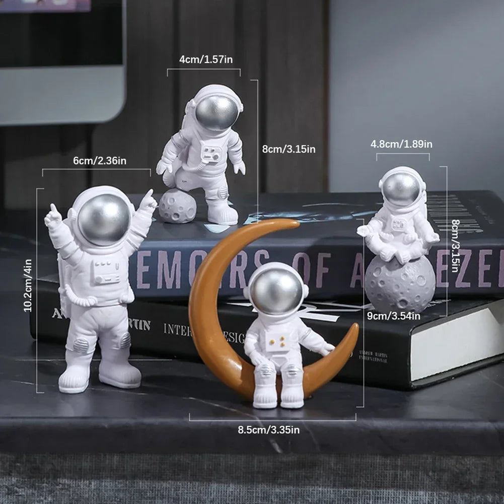 4 pcs Astronaut Figure Statue Figurine Spaceman Sculpture Educational Toy Desktop Home Decoration Astronaut Model For Kids Gift