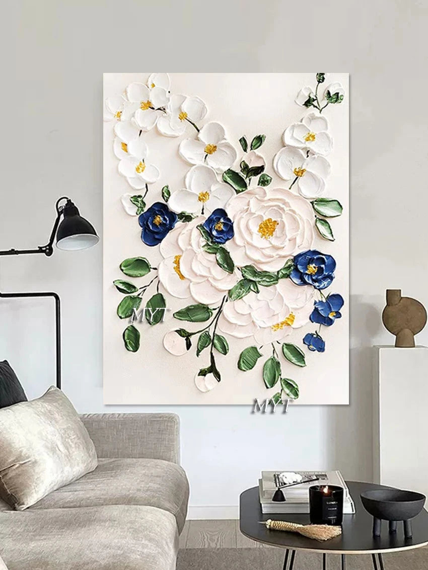 Modern Canvas Oil Painting, Custom Artwork, Palette Knife, Flower, Living Room Wall Picture, Decorative Art, High Quality