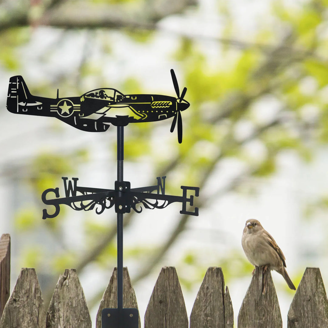 Fighter Weathervane Silhouette Art Black Metal Air Force Pilot Wind Vanes Outdoors Decorations Garden For Roof Yard Building