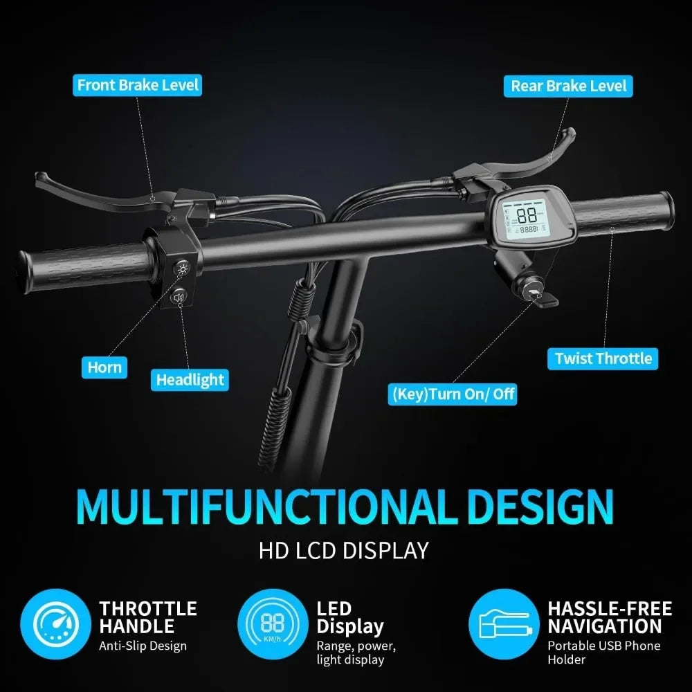 Folding Electric Bike, 500W Motor, Up to 25 MPH and 25 Miles Long Range, Electric Bicycle, 48V 13Ah Removable Battery